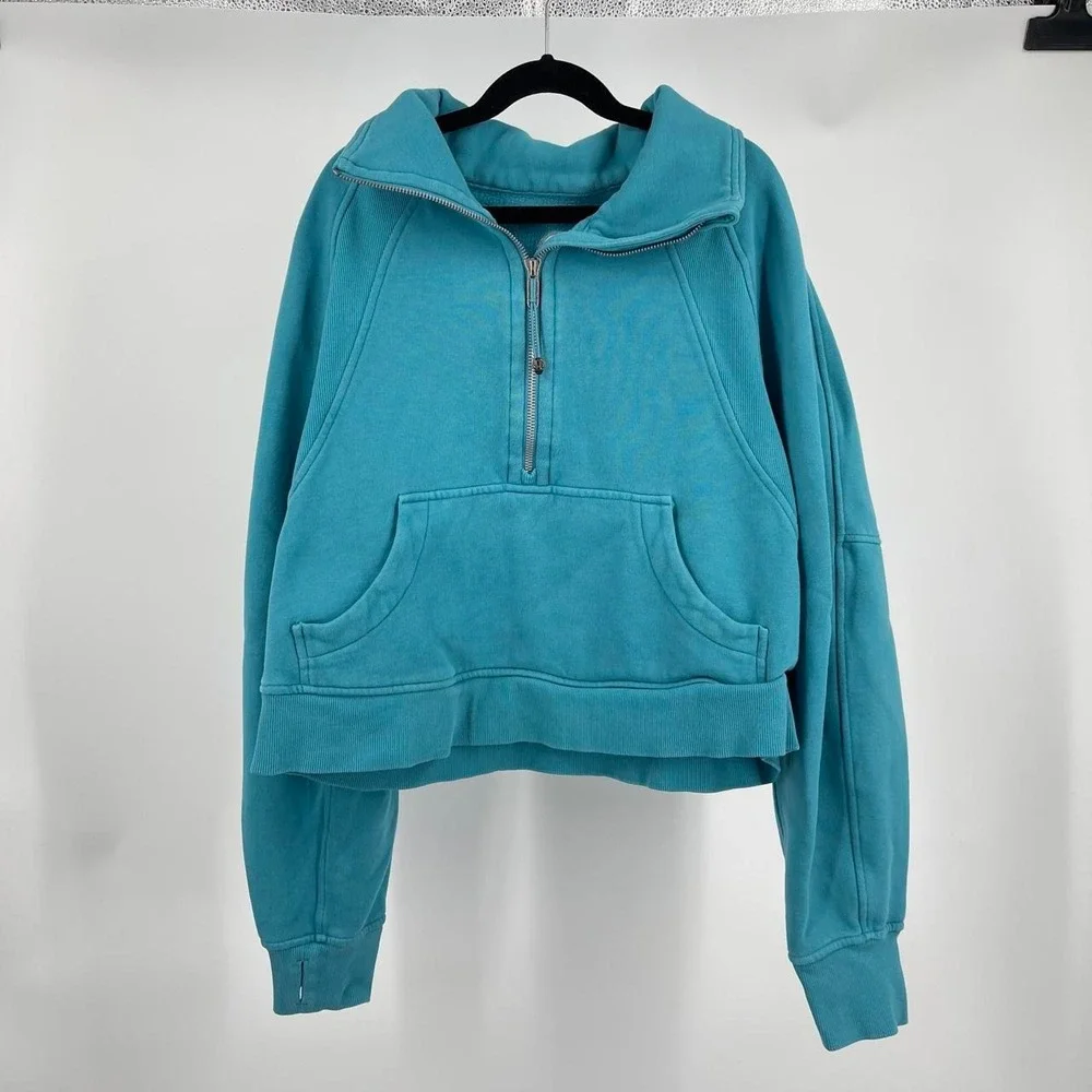 Lululemon Half Zip Scuba Oversized Funnel Neck XS S Turquoise Athleisure Gym